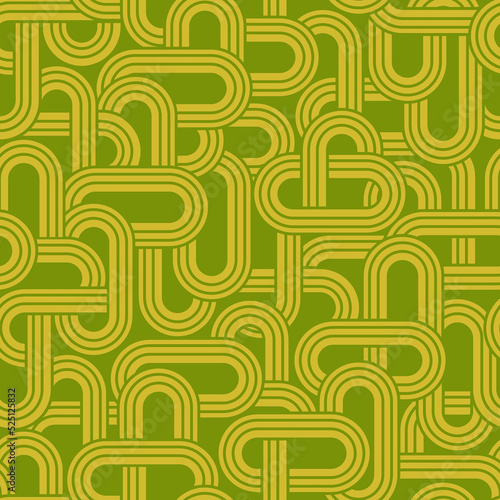 Retro Geometric Seamless Pattern. Mid Century Modern Design With Interlocked Lines.