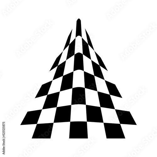 Distorted, deformed grids from checkered pattern. Abstract dynamical warp. Vector deformation of geometric shape. Isolated illustration on white background.