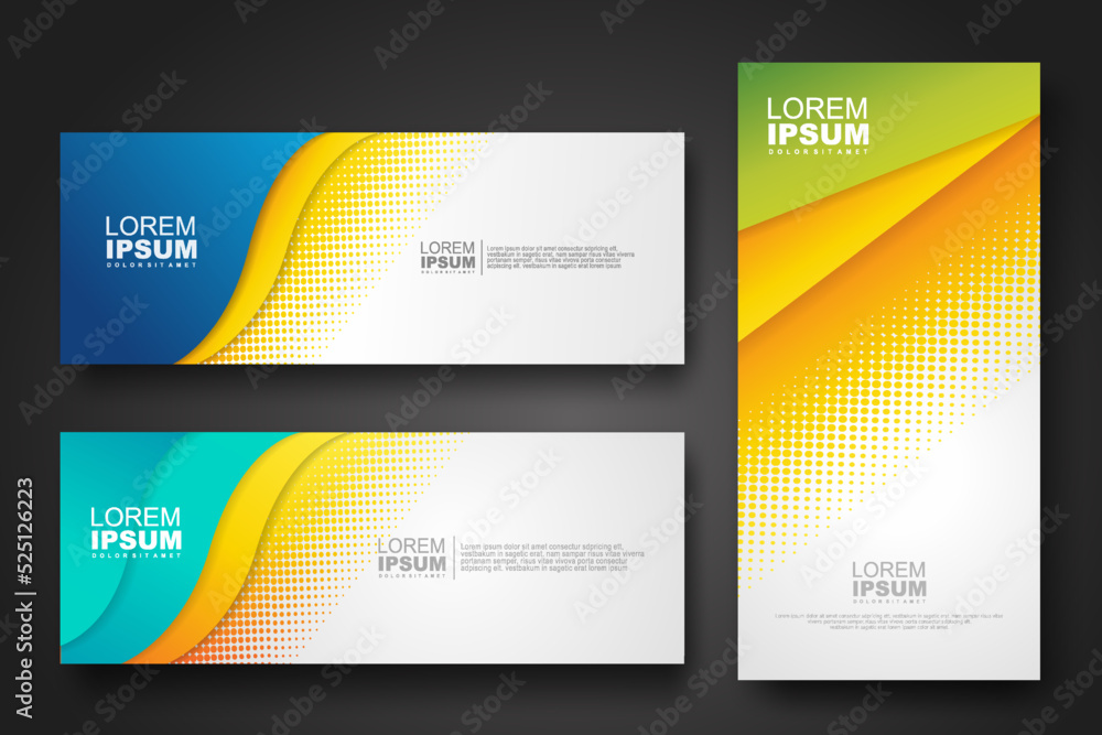 Fototapeta premium Banner set design template in trendy dynamic gradient colors
