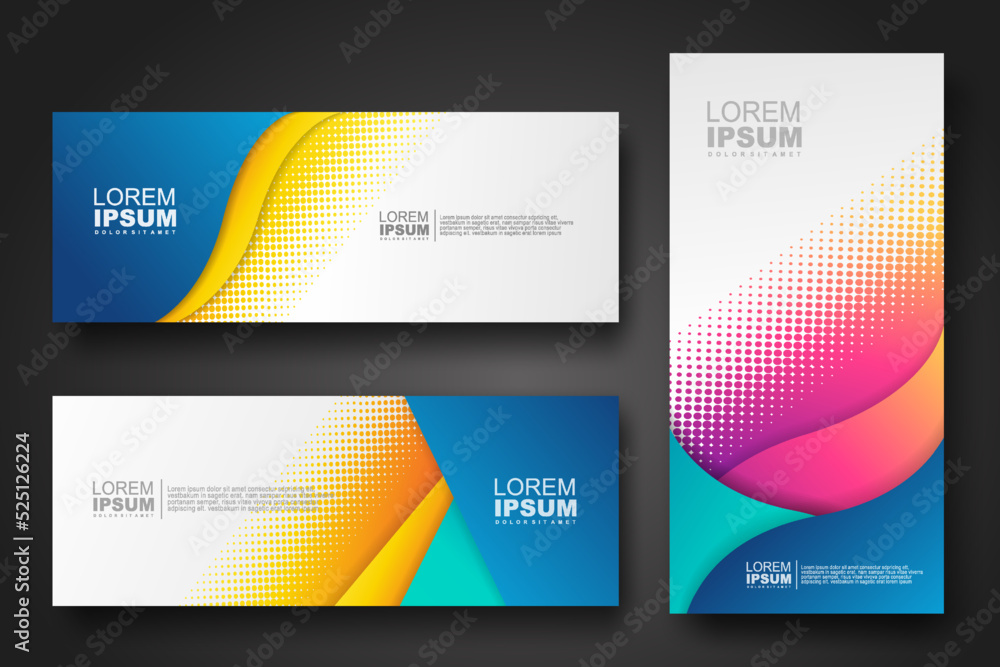 Fototapeta premium Banner set design template in trendy dynamic gradient colors