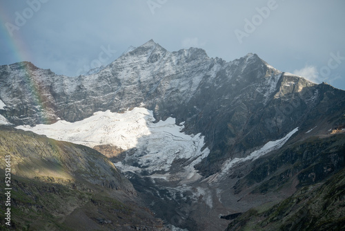 Amazing aereal view from the austrian national park hohe tauern at the glacier in the mountains.