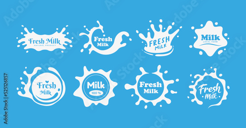 Set of milk splash icon logo vector illustration concept