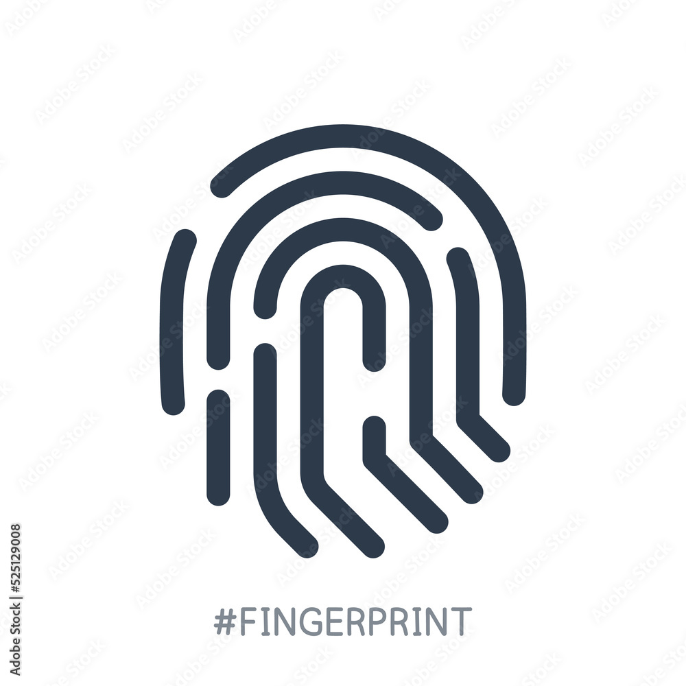 Fingerprint Icon. Touch ID sign, isolated on white background. Trendy identification symbol. EPS 10 Vector Fingerprint Icon. Touch ID sign, isolated on white background. Trendy identification symbol. EPS 10 Vector