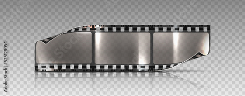 3d realistic vector icon. Film tape strip in transparency. Isolated. Cinema teater concept. 