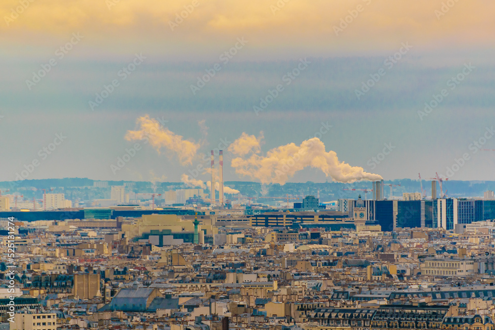 Modern paris aerial view