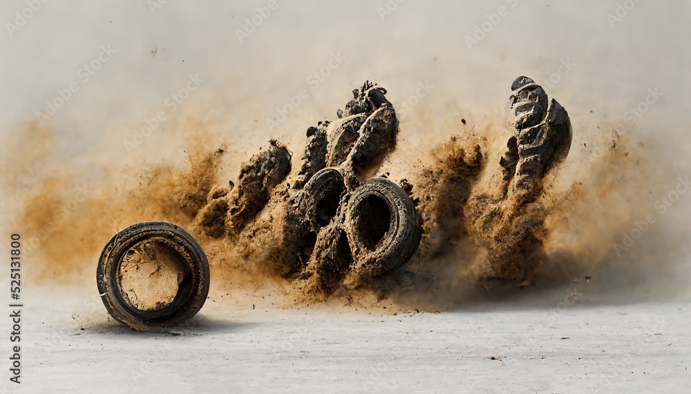 Raster illustration of motocross, off road and so on. Isolated tire ...