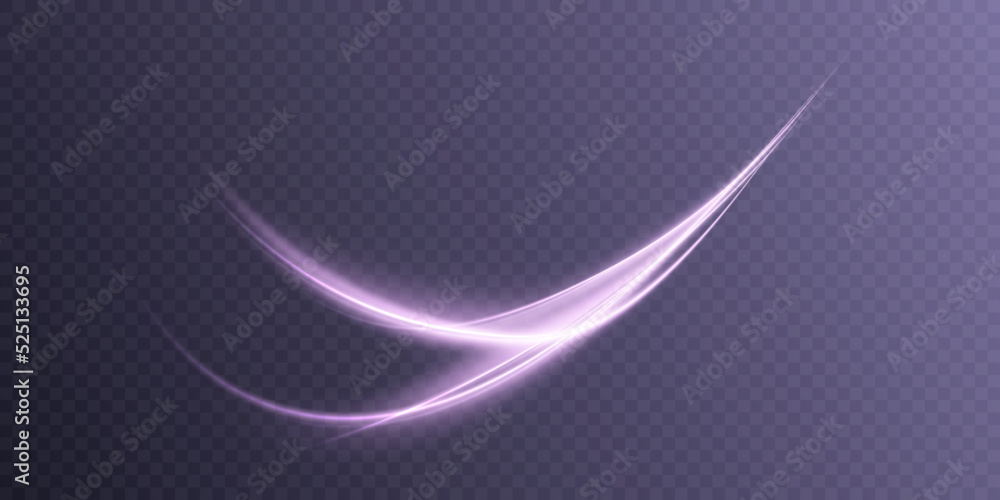 Abstract wavy line of light on a transparent background. Energy flow of ...