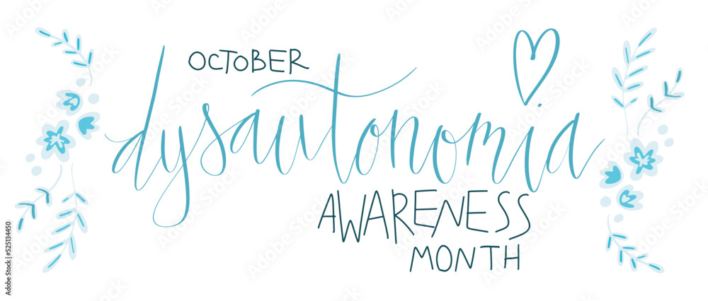 Obraz premium Dysautonomia Awareness Month October promotion banner template with support ribbon.