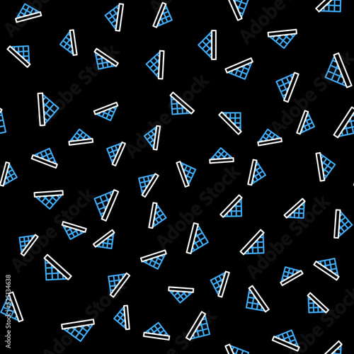 Line Louvre glass pyramid icon isolated seamless pattern on black background. Louvre museum. Vector