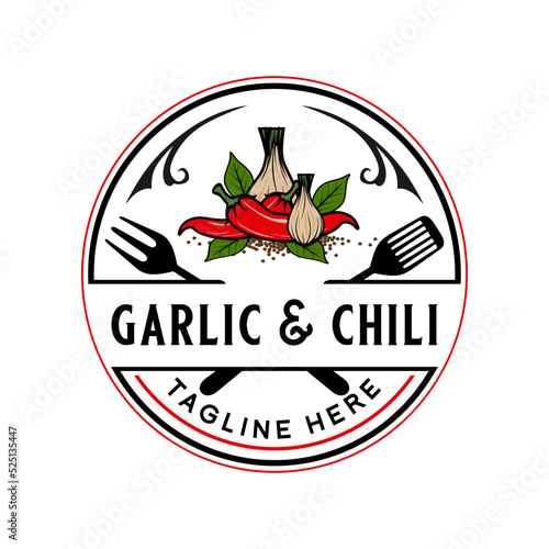 hot sauce logo design. chili and spices concept, for sauce label, spicy food.