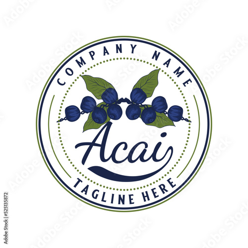 acai berry vector logo. the concept of acai fruit in a circle, for the beverage business, fruit juice, beverage product labels and others