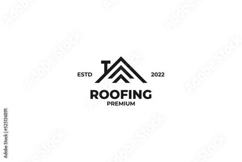 Flat roofing logo design vector illustration idea