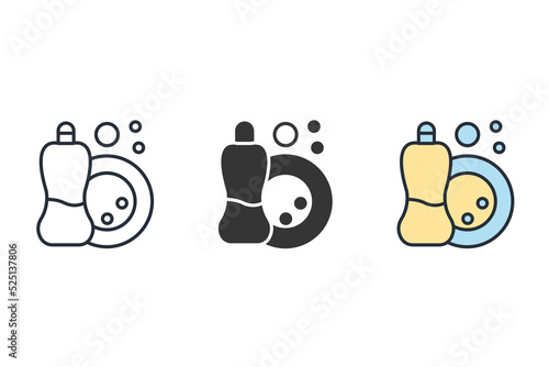 washing dishes icons  symbol vector elements for infographic web