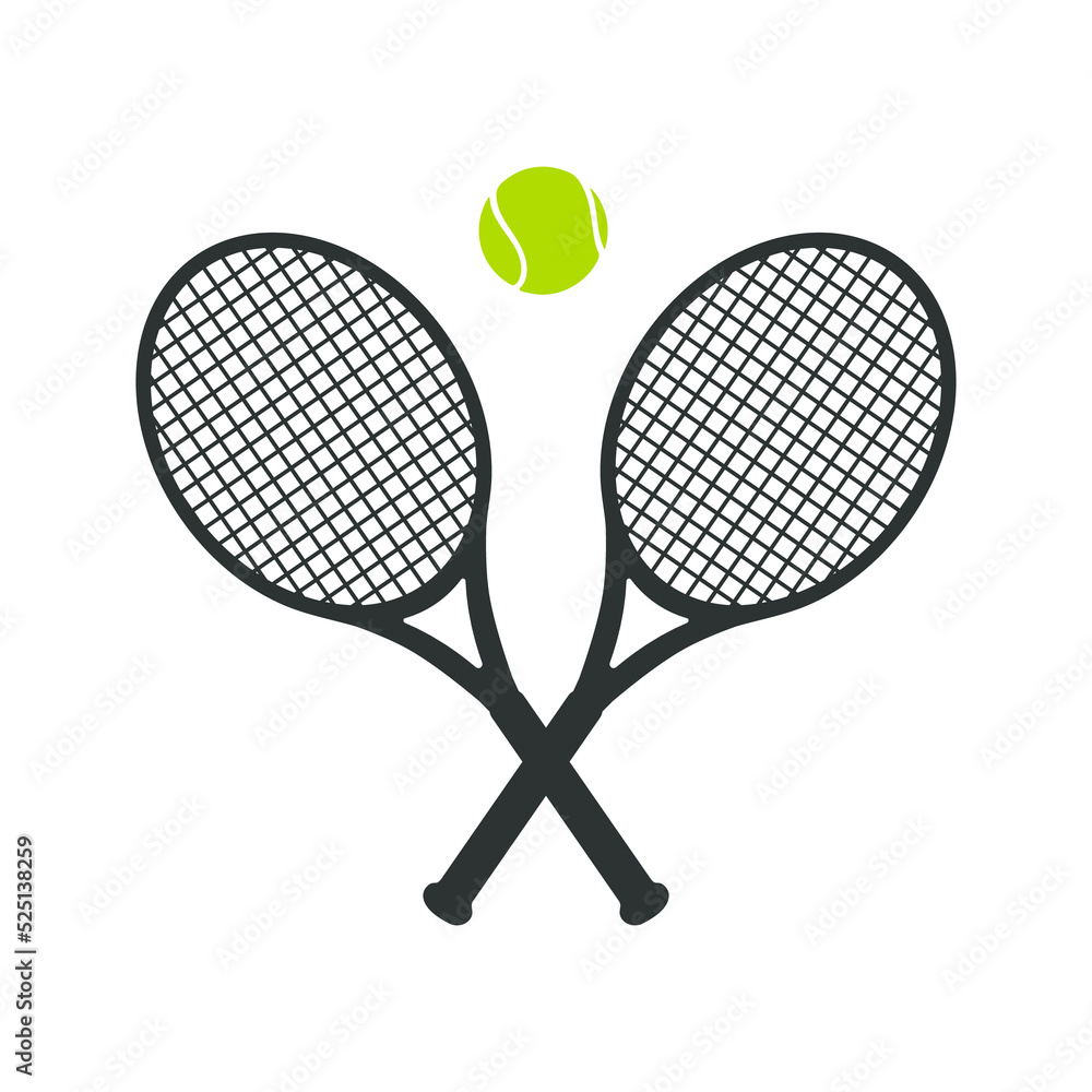Vector collection of green tennis balls and tennis racket Leave space ...