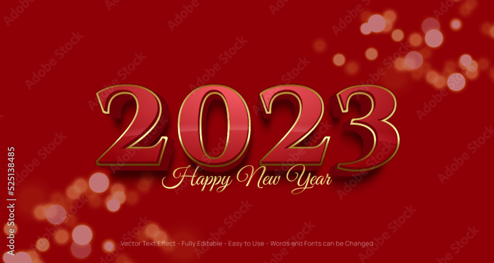 Luxury 3d text number happy new year 2023 editable text effect template