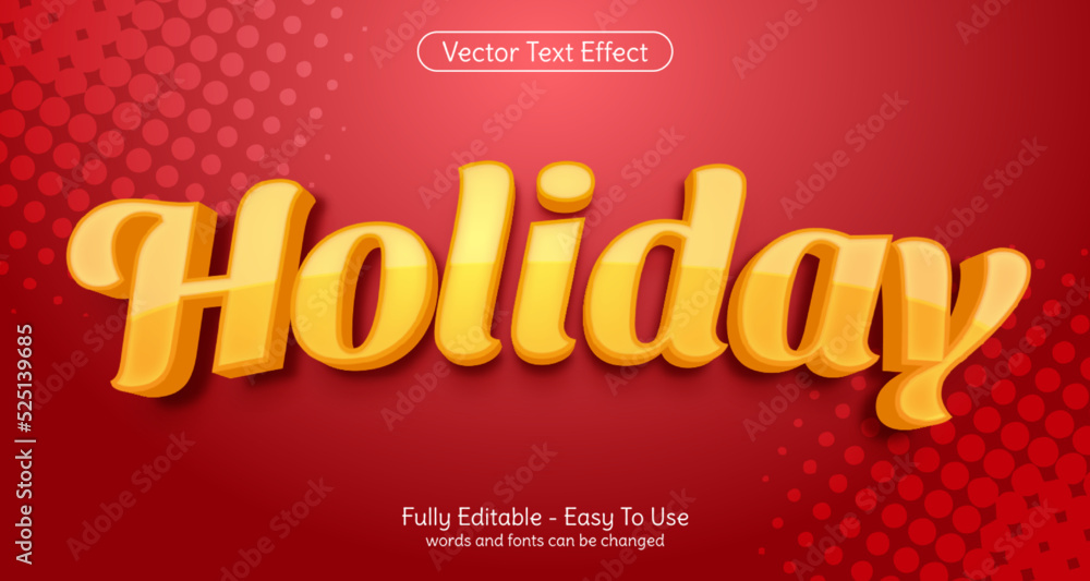 Creative 3d text holiday with editable style effect template Creative 3d text holiday with editable style effect template