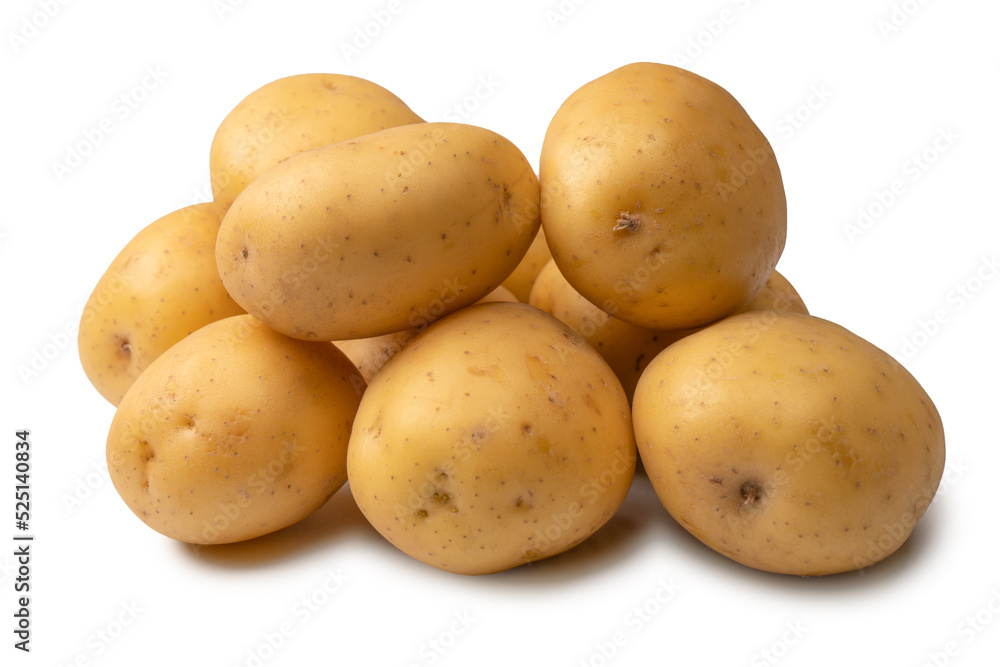 A group of fresh tasty potato isolated on white background. A group of fresh tasty potato isolated on white background.