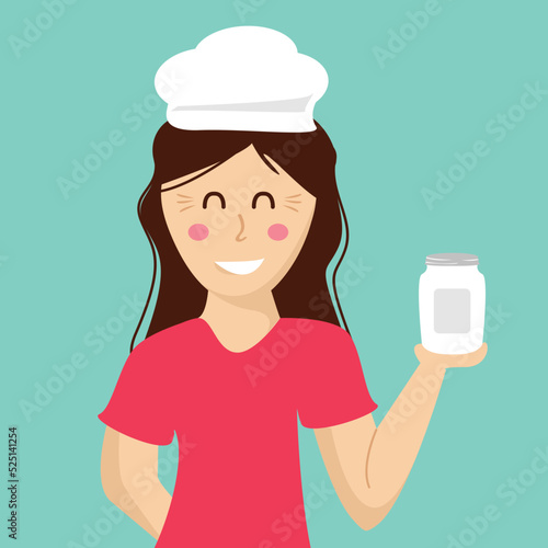 Female Cook Holding a Mason Jar