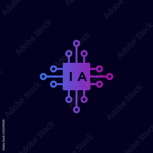 Fényképezés Initial IA Technology Logo Vector Art  Icons  and Graphics