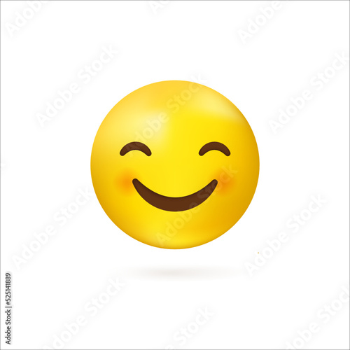 3D yellow face emoticons with smiling eyes