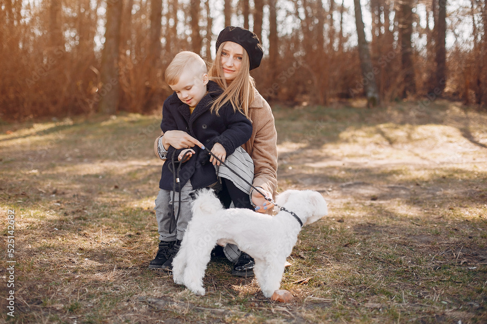 Fototapeta premium Mother with son playing in a summer park