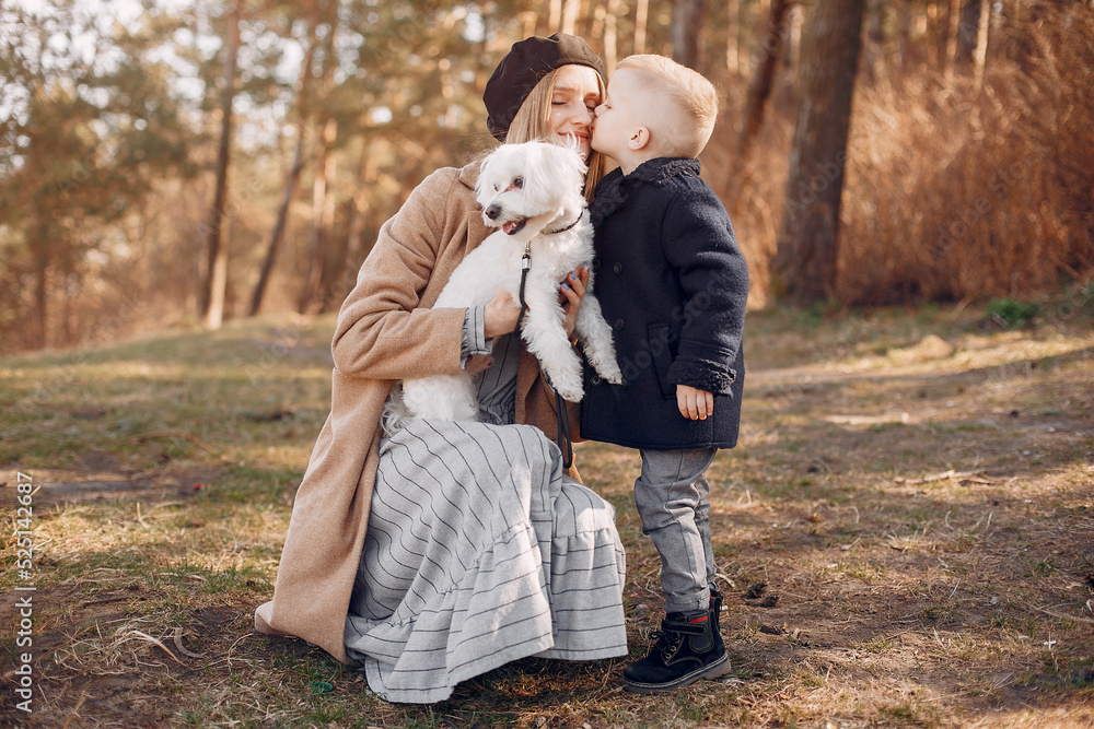 Fototapeta premium Mother with son playing in a summer park
