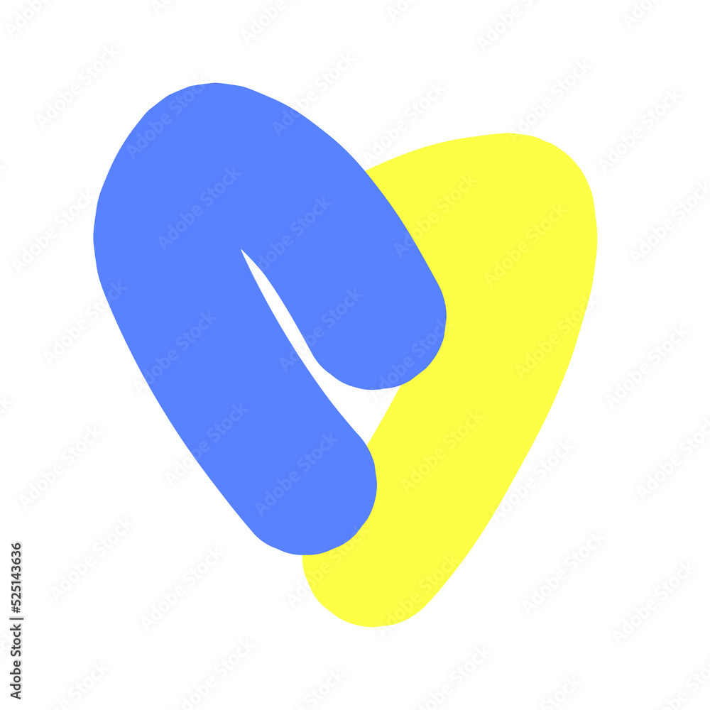 Ukranian flag in shape heart, colors lines blue and yellow Ukranian flag in shape heart, colors lines blue and yellow
