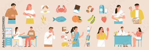 Food Allergy Color Icon Set