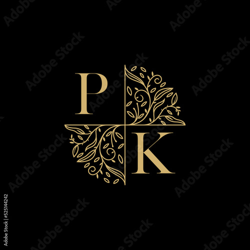 PK circle floral wedding logo initial logo design which is good for branding
