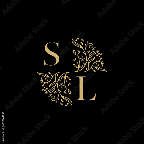 SL circle floral wedding logo initial logo design which is good for branding
