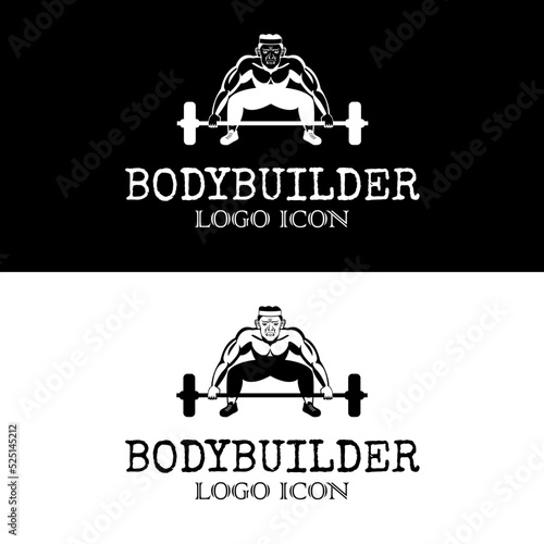 Bodybuilder in gym is getting ready to do a deadlift perfect for strong man club logo design