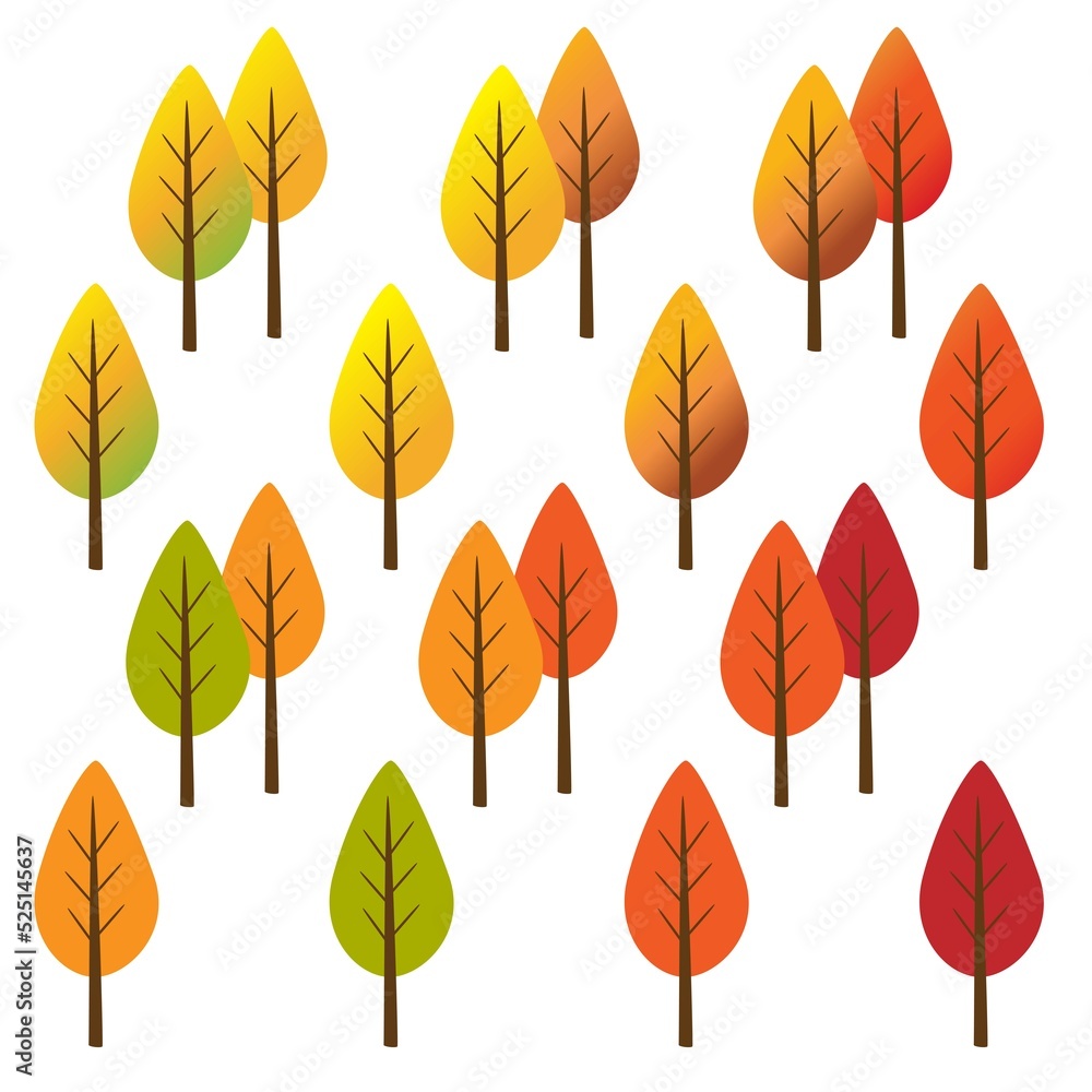 Obraz premium colorful autumn trees vector illustrations set