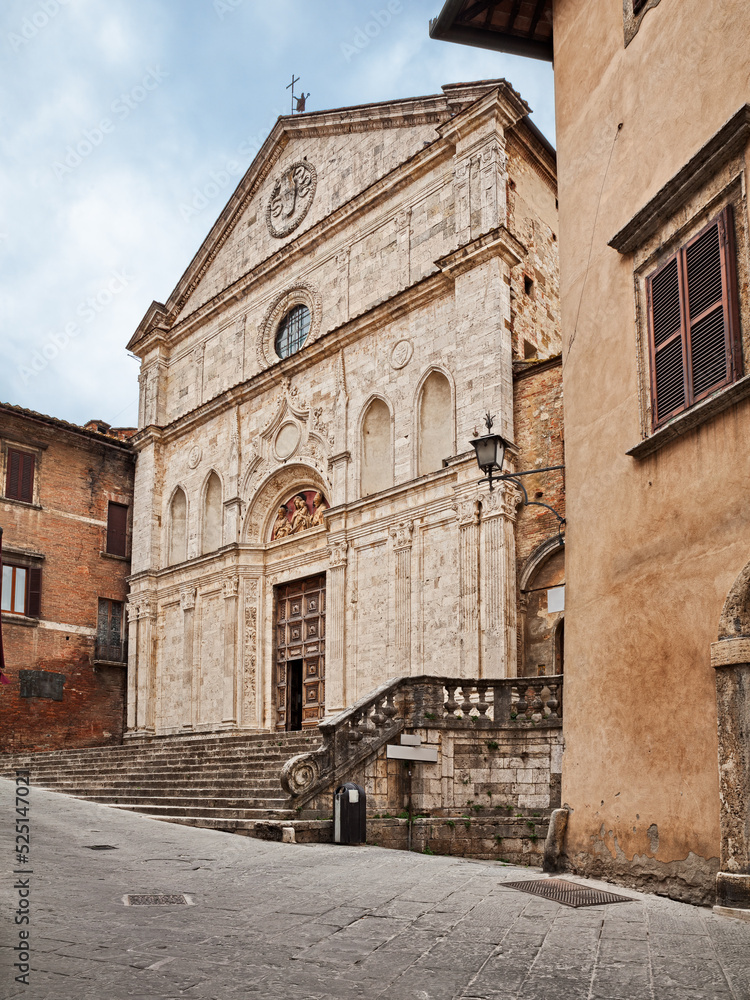 Montepulciano, Siena, Tuscany, Italy: the ancient church of Sant'Agostino in the old town of the medieval picturesque town