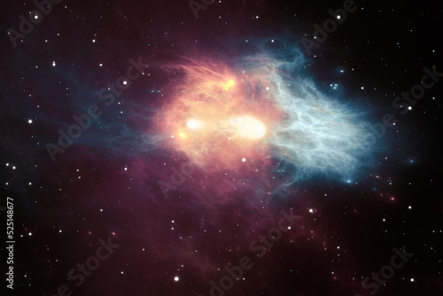 Deep space nebula. Giant interstellar cloud with stars