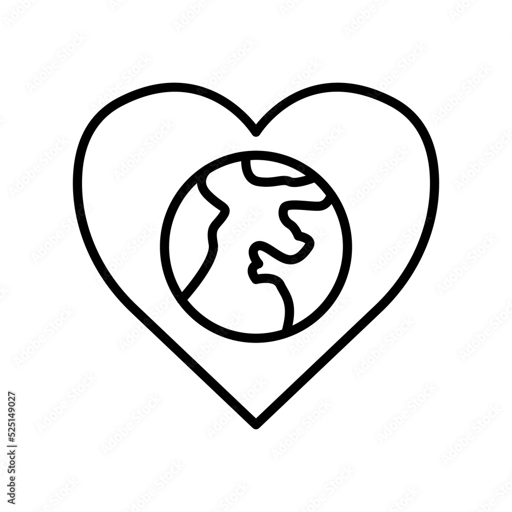 Earth icon in heart. icon related to charity, International day of charity. Line icon style. Simple design editable Earth icon in heart. icon related to charity, International day of charity. Line icon style. Simple design editable