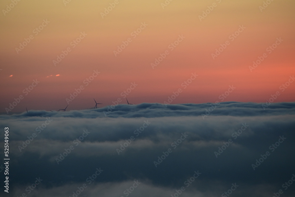 dawn clouds windmills