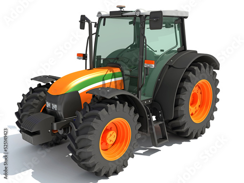 3D rendering of Farm Tractor model on white background © 3D Horse