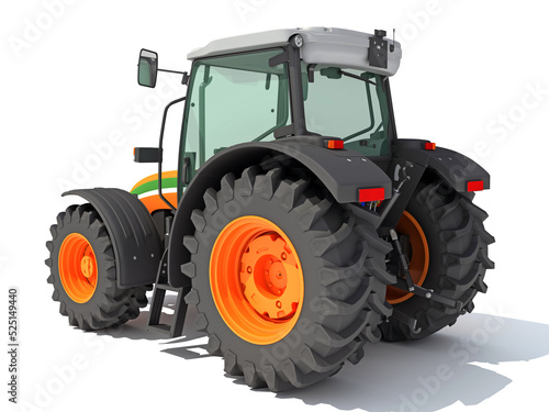 3D rendering of Farm Tractor model on white background