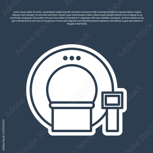 Blue line Tomography icon isolated on blue background. Medical scanner, radiation. Diagnosis, radiology, magnetic resonance therapy. Vector Illustration