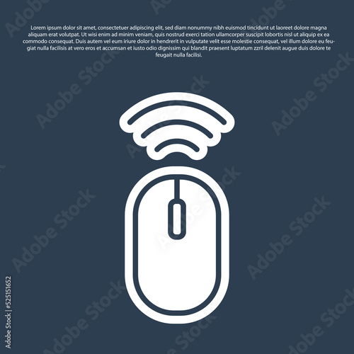 Blue line Wireless computer mouse system icon isolated on blue background. Internet of things concept with wireless connection. Vector