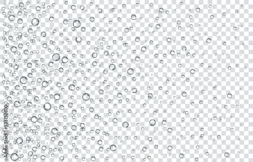 Oxygen air bubbles  flow  in water on white  background.