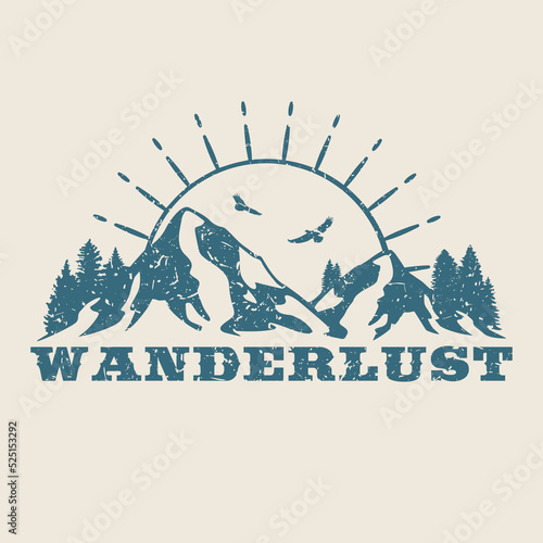 Wanderlust Illustration Clip Art Design Shape. Mountain Adventure Silhouette Icon Vector.