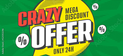 Sale banner with crazy offer mega discount