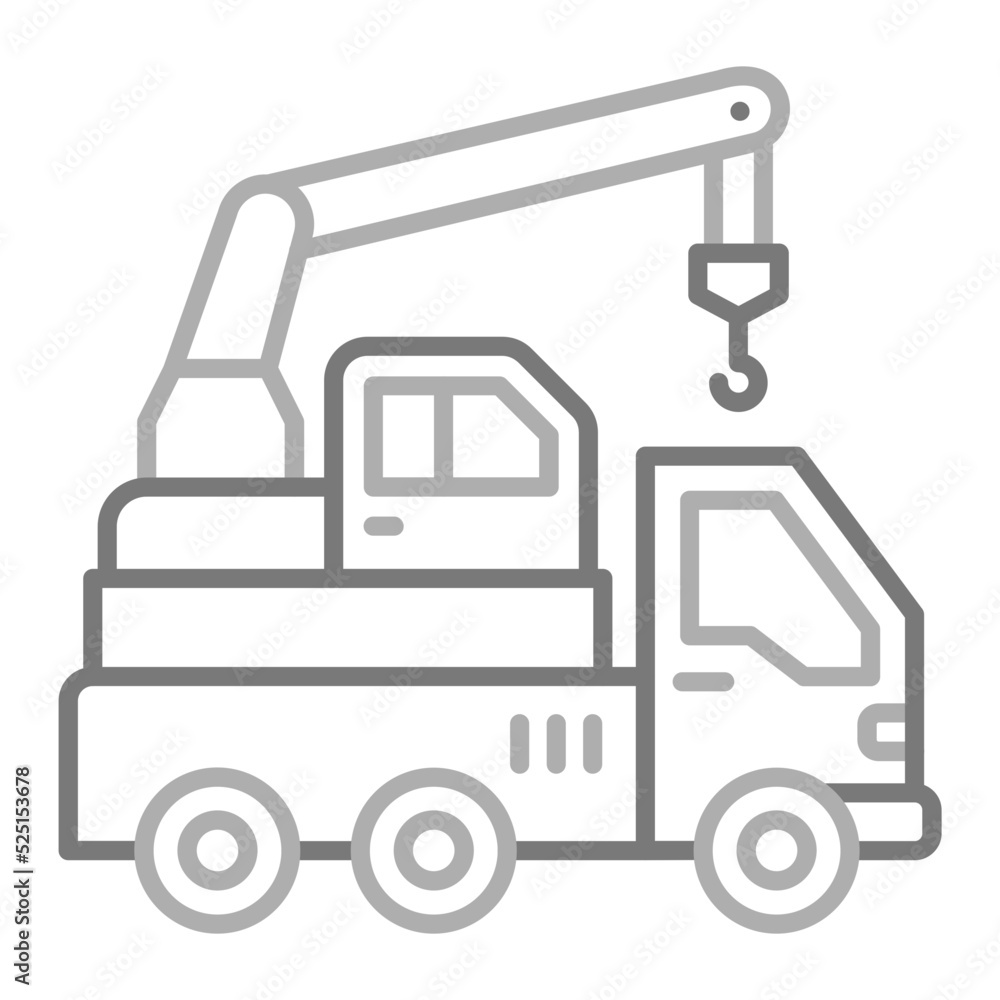 Crane Truck Greyscale Line Icon Crane Truck Greyscale Line Icon