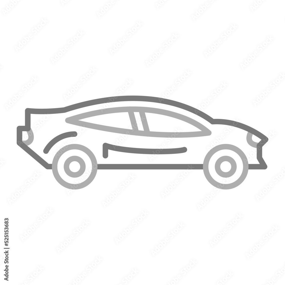 Sports Car Greyscale Line Icon