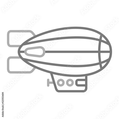 Airship Greyscale Line Icon