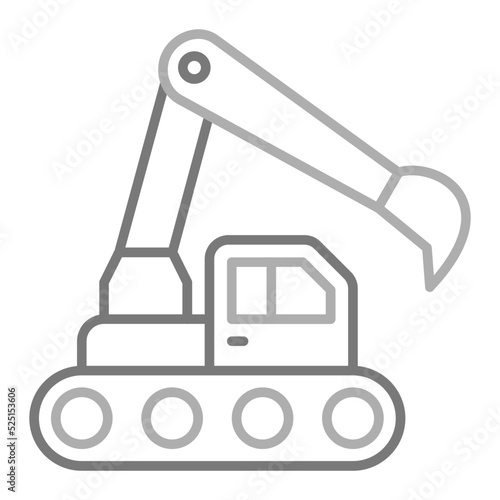 Excavator Greyscale Line Icon