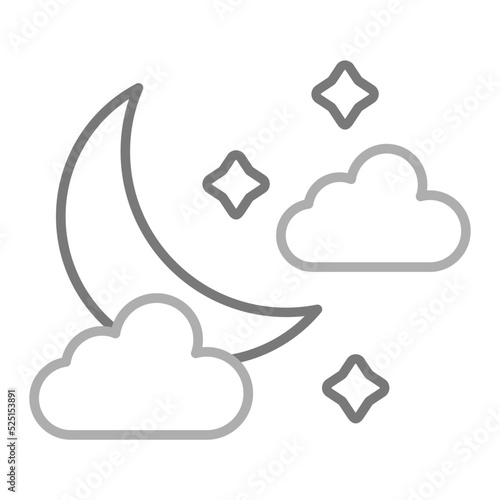 Night Greyscale Line Icon