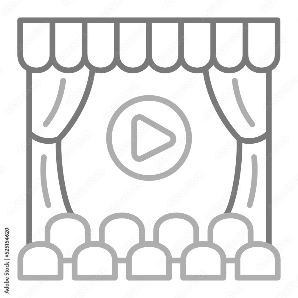 Fototapeta premium Cinema Greyscale Line Icon