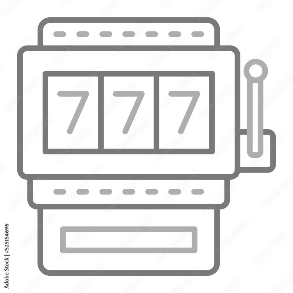 Slot Machine Greyscale Line Icon